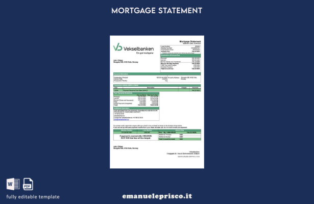 stile verificato Dichiarazione di mutuo Norvegia Vekselbanken Modello Word e mod